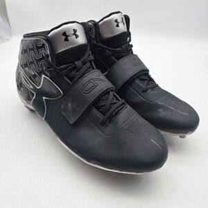 Under Armour C1N Mid Shoes Mens Size 12 Black Football Cleats Spikes 1270196-001